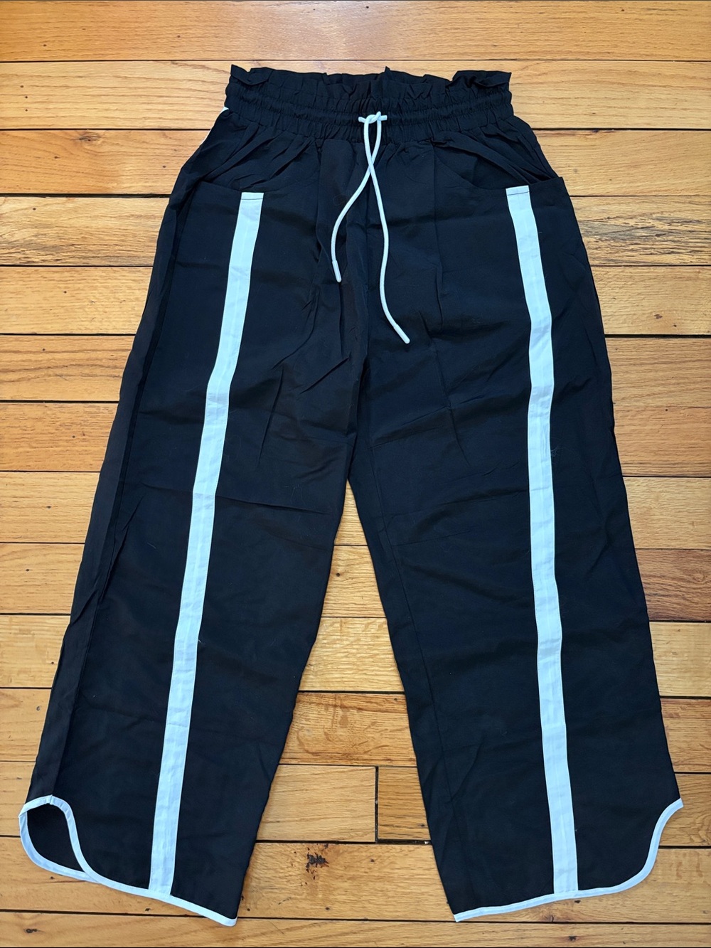 Black Jogger Pants with White Side Stripes